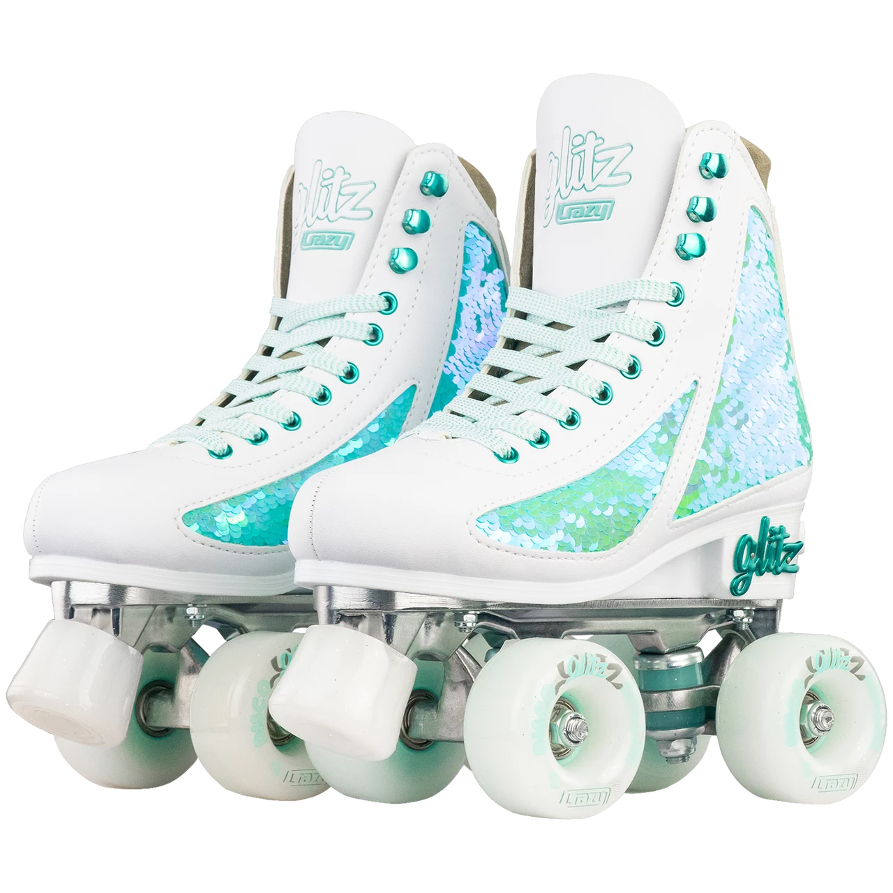 Crazy Skates Disco Glitz Sequin Fashion Rollerskates Teal 31-34 - Image 8