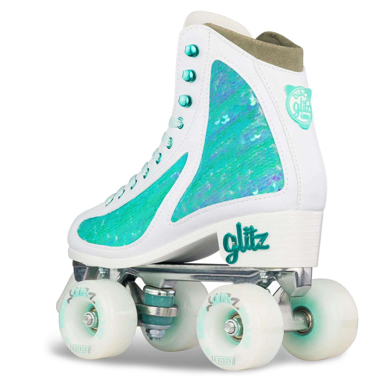 Crazy Skates Disco Glitz Sequin Fashion Rollerskates Teal 31-34 - Image 6