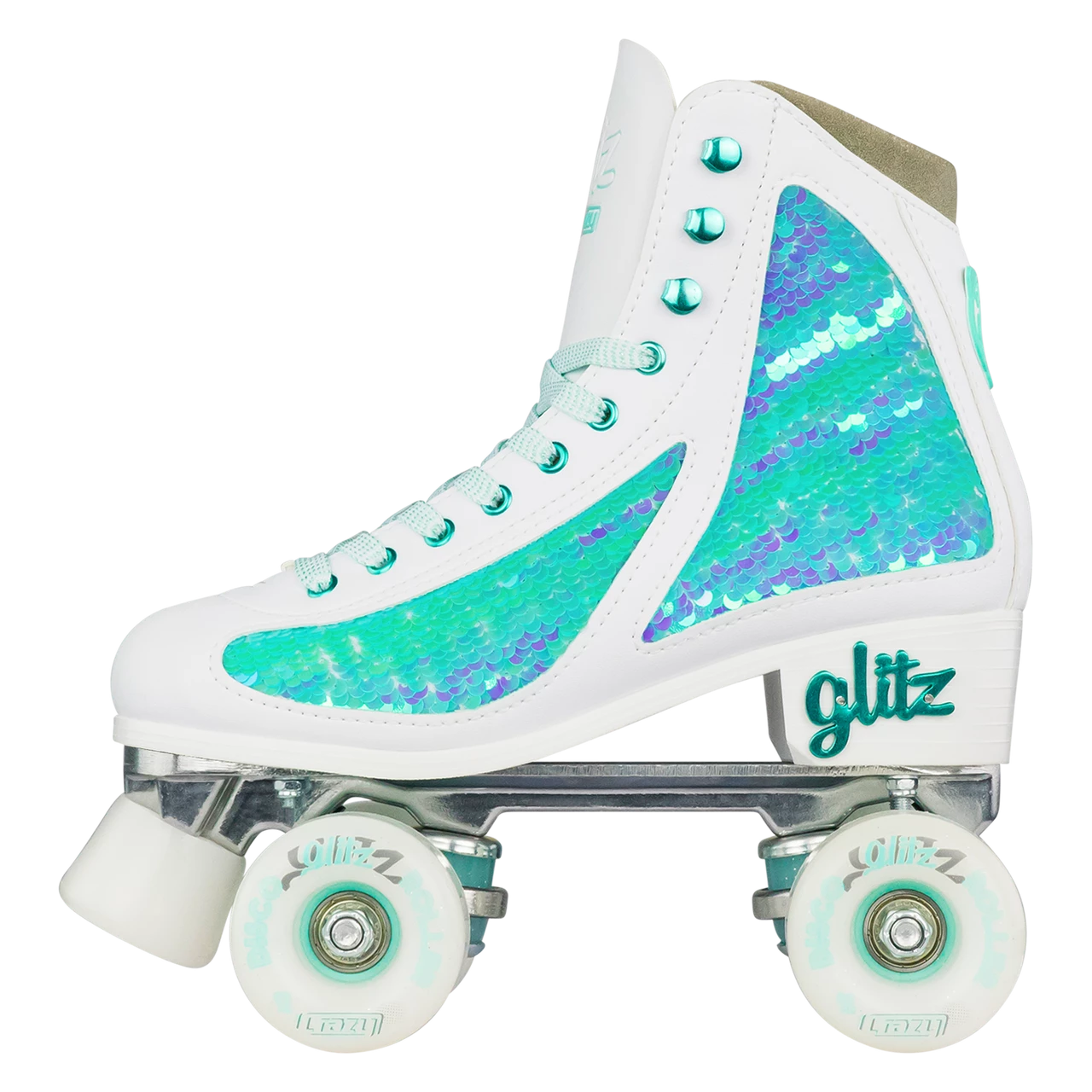 Crazy Skates Disco Glitz Sequin Fashion Rollerskates Teal 31-34 - Image 5