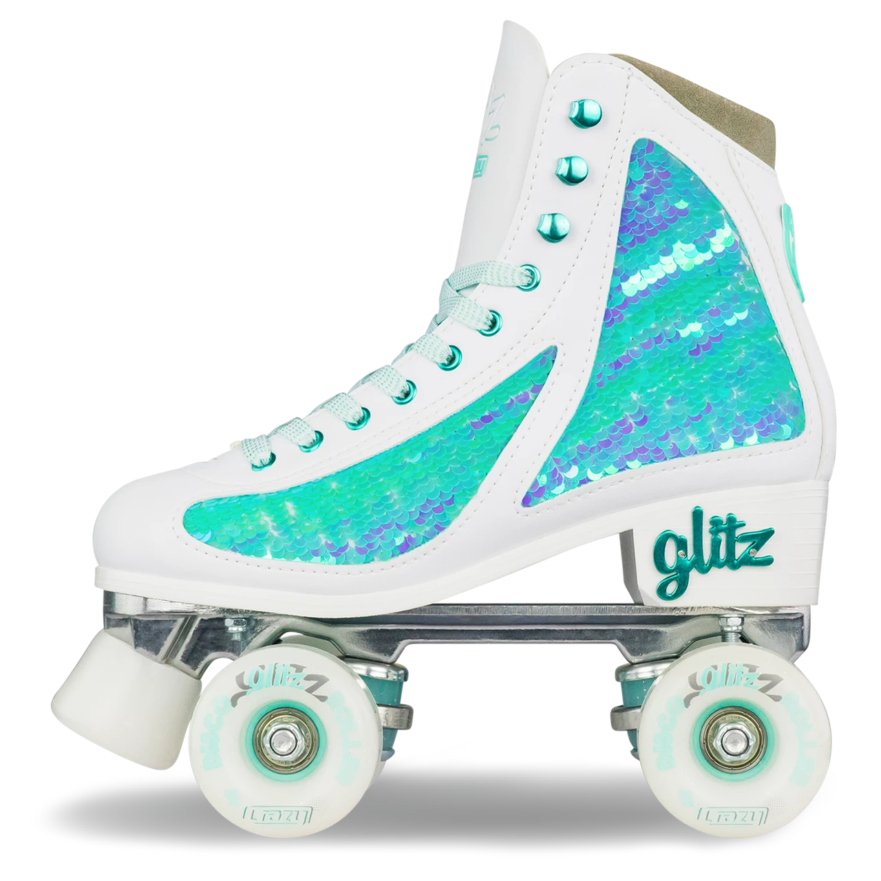 Crazy Skates Disco Glitz Sequin Fashion Rollerskates Teal 31-34 - Image 3
