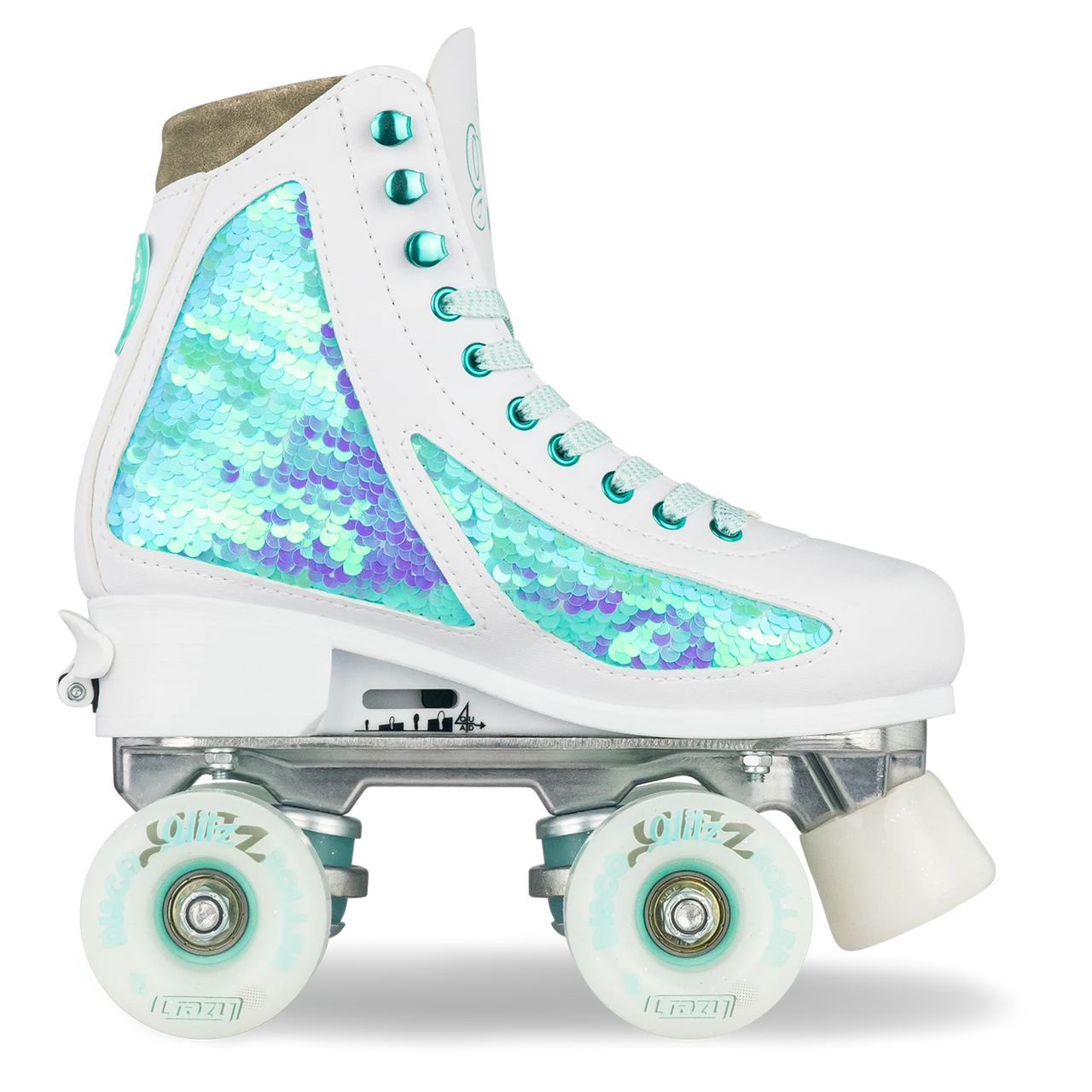 Crazy Skates Disco Glitz Sequin Fashion Rollerskates Teal 31-34 - Image 4
