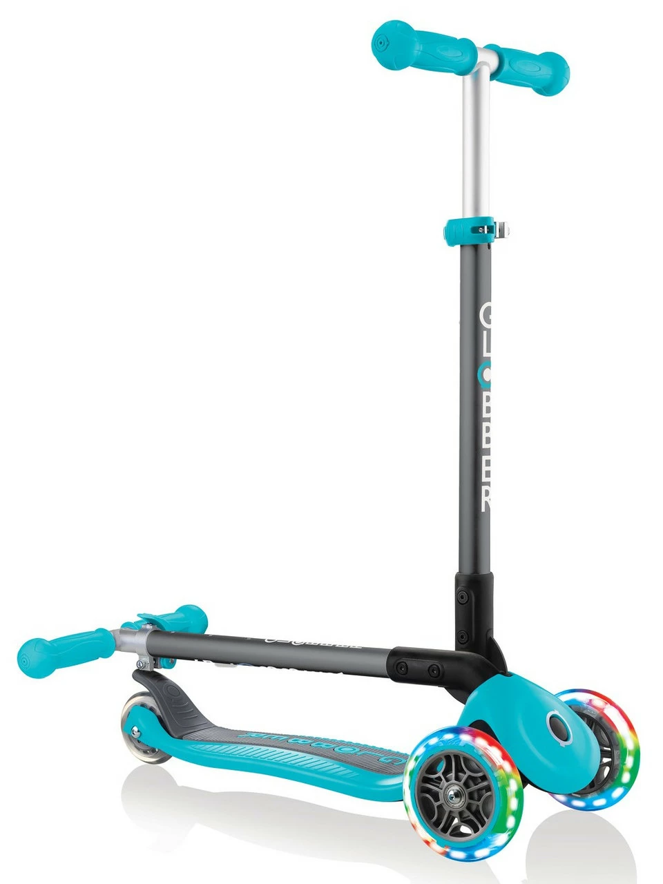 Globber Primo Foldable Scooter With Lights -Teal - Image 2