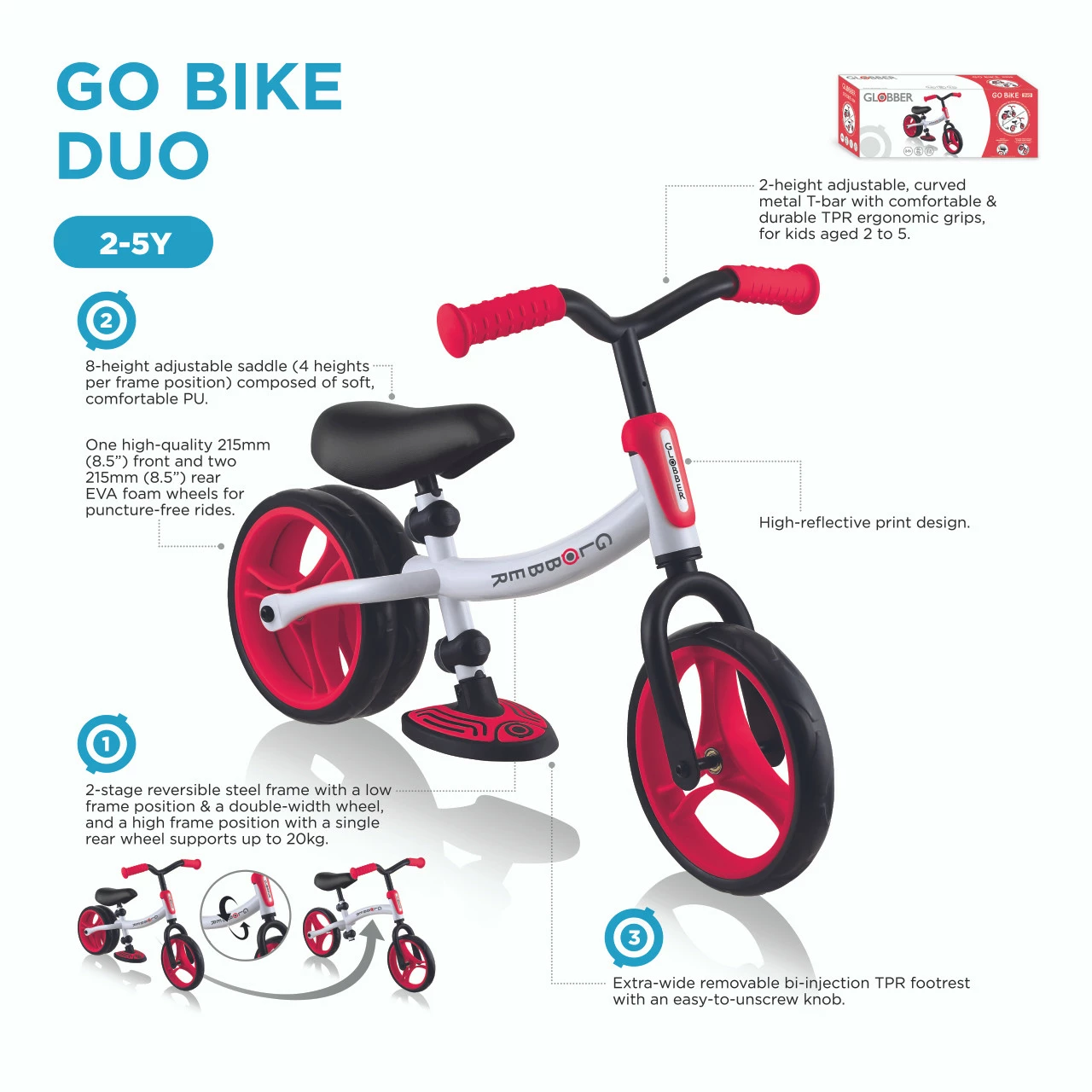 Globber Go Bike Duo Pastel Pink - Image 9
