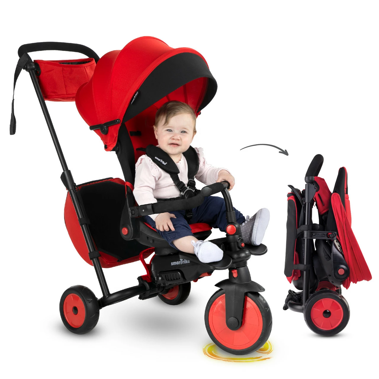 Smartrike STR7J Red - Folding Baby Tricycle 7 In 1